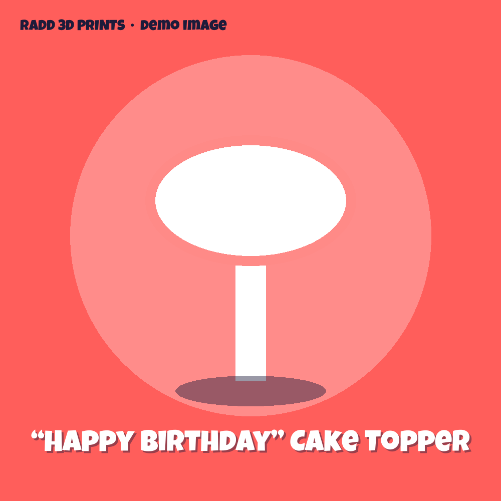 “Happy Birthday” Cake Topper — 3D print by Radd 3D Prints